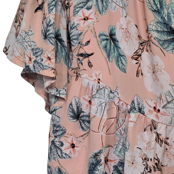 a.n.a A New Approach Pink Flowy Peasant Boho-Style Floral Blouse Lined Size L - Picture 7 of 11